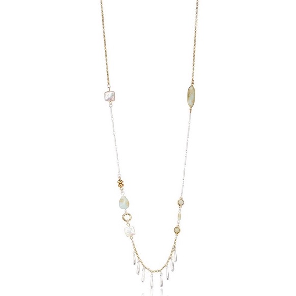 Lucky Brand Long Pearl And Amazonite Necklace - Picture 2 of 7